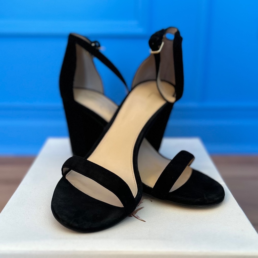 Jessica Simpson Ankle Strap Black Suede Heels - Size 9